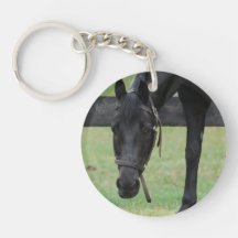 Black Horse Keychain Round Acrylic Keychains
