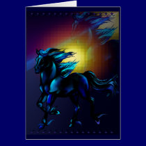 Black Horse with Reflection Card by Lotacats Black Horse with Reflection Card