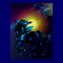 Black Horse with Reflections Print by Lotacats Black Horse with Reflections Print