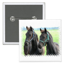 Black Horses Design Square Button