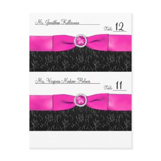 Black, Hot Pink and White Customisable Placecards postcard