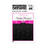 Black, Hot Pink, and White Monogrammed Postage