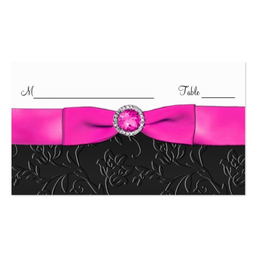 Black, Hot Pink, and White Placecards Business Cards