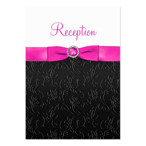 Black, Hot Pink and White Reception Card Business Card Template