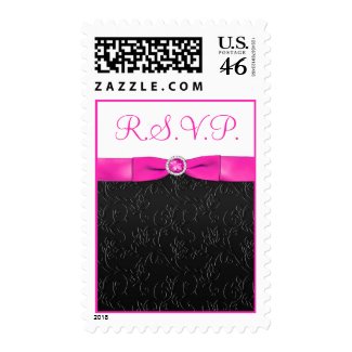 Black, Hot Pink, and White RSVP Postage stamp
