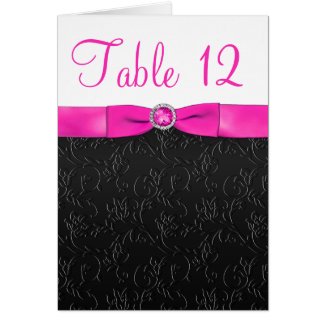 Black, Hot Pink and White Table Number Card card
