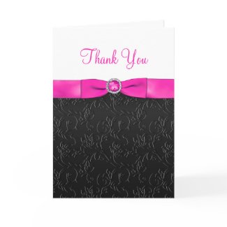 Black, Hot Pink and White Thank You Card card