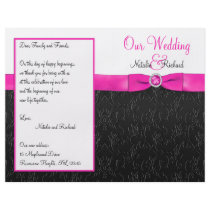 Black, Hot Pink, and White Wedding Program Full Color Flyer