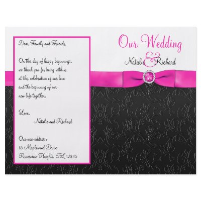 Black, Hot Pink, and White Wedding Program Full Color Flyer by NiteOwlStudio