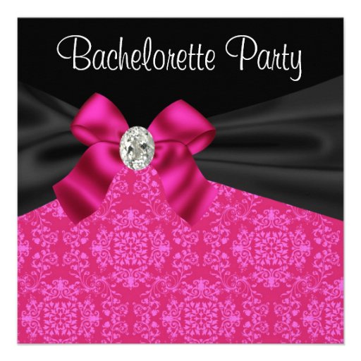 Black Hot Pink Bachelorette Party Invitations