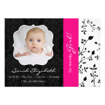 Black & Hot Pink Birth Announcement
