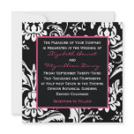 Black &amp; Hot Pink Contemporary Damask Invitation