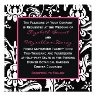 Black & Hot Pink Contemporary Damask Invitation