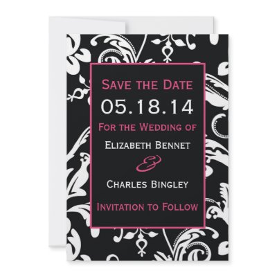 Black & Hot Pink Contemporary Save the Date Invite by designaline