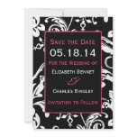 Black &amp; Hot Pink Contemporary Save the Date Invite