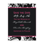 Black & Hot Pink Contemporary  Save the Date Wide Post Cards