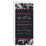 Black &amp; Hot Pink Contemporary Skinny Save the Date Custom Invitation