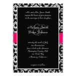 Black & Hot Pink Damask Invitation