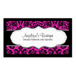 Black & Hot Pink Fancy Damask with border business cards