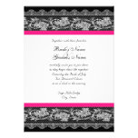 Black & Hot Pink Lace Wedding Invitation