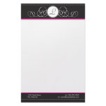 Black & Hot Pink Monogram Stationery