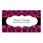 Black & Hot Pink Vintage Damask with border business cards
