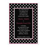 Black Hot Pink White Polka Dot Wedding Invitation