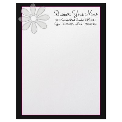Black & Hot Pink with Acrylic Flower Letterhead by mrssocolov2