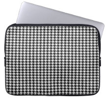 Black Houndstooth Laptop Computer Sleeves