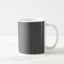 Black Houndstooth on Grey Coffee Mug