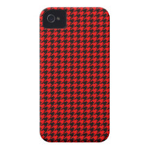Black Houndstooth on Red Case-Mate iPhone 4 Case
