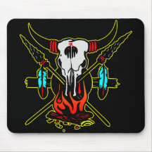 Black Indian Cow Skull Mouse Mat