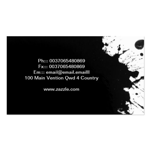 black ink business card (back side)