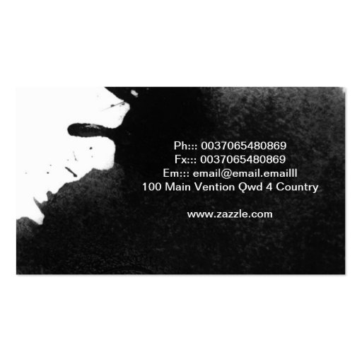 black ink business card (back side)