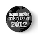 Black ink splatter school senior class of grunge button