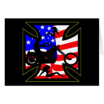 Black Iron Cross Flag Chopper Girls Greeting Cards