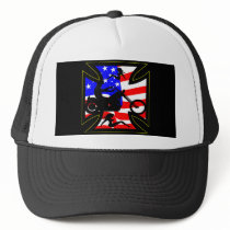 Black Iron Cross Flag Chopper Girls Mesh Hat