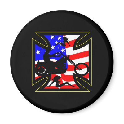 Black Iron Cross Flag Chopper Girls Refrigerator Magnets by WhiteTiger_LLC