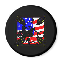 Black Iron Cross Flag Chopper Girls magnets by WhiteTiger_LLC Black Iron Cross Flag Chopper Girls magnets