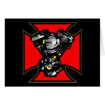 Black Iron Cross Hd Mc Engine Greeting Card