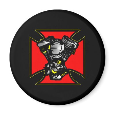 Black Iron Cross Hd Mc Engine Fridge Magnet by WhiteTiger_LLC