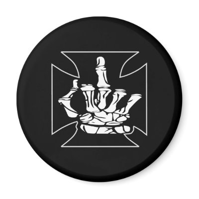 Black Iron Cross Middle Finger Fridge Magnet by WhiteTiger_LLC