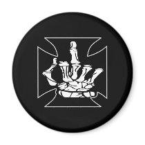 Black Iron Cross Middle Finger magnets by WhiteTiger_LLC Black Iron Cross Middle Finger magnets
