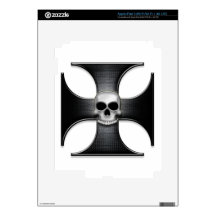 Black Iron Cross with Skull iPad 3 Decals
