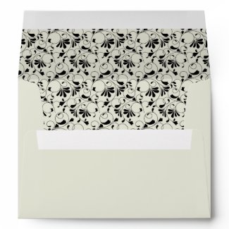 Black Ivory Cream Damask Swirl Envelope envelope