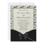 Black Ivory Cream Damask Wedding Custom Invite