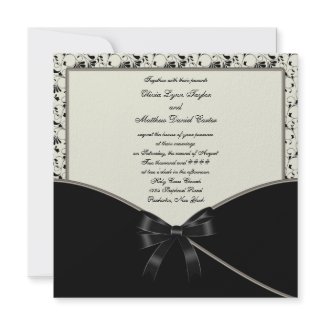 Black Ivory Cream Damask Wedding Invitation Set invitation