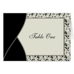 Black Ivory Cream Damask Wedding Table Card