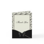 Black Ivory Cream DamaskThank You Card