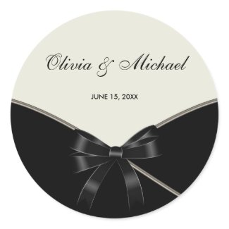 Black Ivory Cream Wedding Favour Label Stickers sticker
